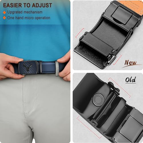 Image of BULLIANT Ratchet Trimmable Leather Belt for Men Adjustable 1 3 /8-Gift Boxed | Smooth Sliding | Micro Adjustable Fit | Tailored Size | Holeless Understated Elegance