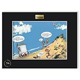 Cette affiche offset d'art dérivée de la bande dessinée de Gaston Lagaffe par Franquin est imprimée sur un papier d'art Conquéror Connoisseur 100% coton / 315g. Chaque exemplaire est encadré dans une Marie-Louise noire ornée d’une plaque en étain Akimoff. Edition limitée et numérotée à 99 exemplaires. Dimensions: 40x30cm. EH BEN ?!