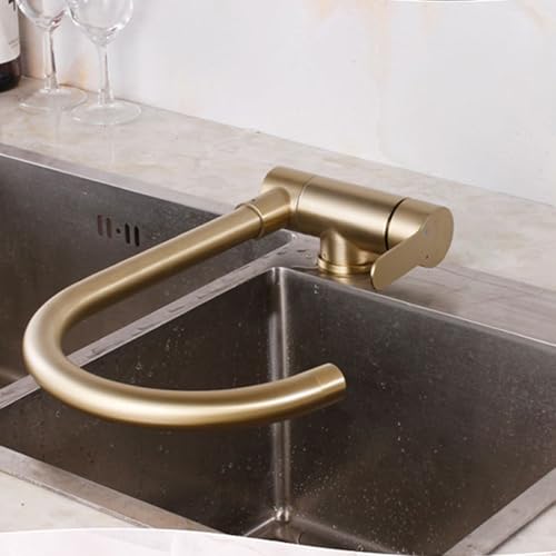 Robinet de cuisine rétractable en or brossé pour évier