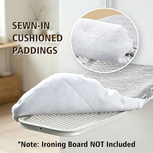 Image of Seiritex Over the Door Ironing Board Cover 14 x 42 inch, Thick Padding w Hook and Loop Fasteners Wall Iron Board Cover (Gray Cube Update Version)