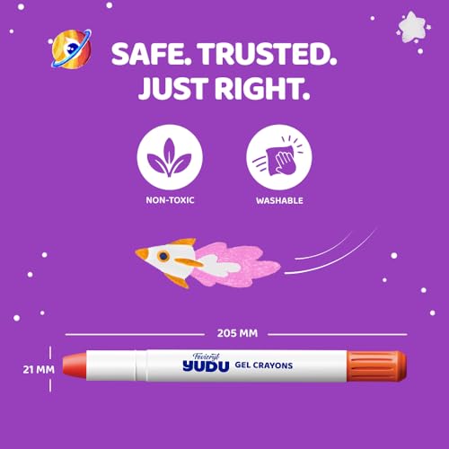 Image of Fevicryl Yudu Gel Crayons | 12 Colours with 1 Brush | Smooth & Mess-Free Creative Art | Twistable, Washable & Water Soluble for Kids & Adults | Ideal Gift for Kids