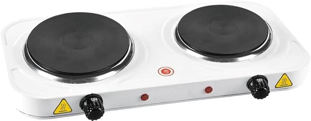 Yorkshire Homeware 2500W Electric Hot Plate Table Top Cooking Hob Cooker Hotplate Stove Cast Iron Heating Plate - Portable for Home, Camping & Caravan (Double Hot Plate)