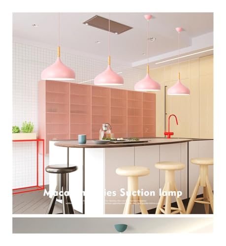 Lustre suspendu en aluminium rose au design épuré et doux