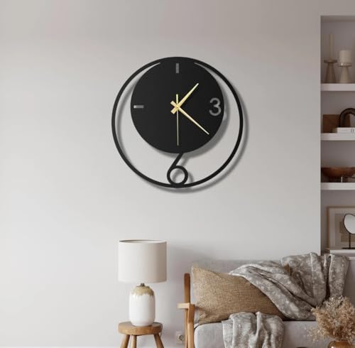 Image of Morden Metal Wall Clock for Living Room, Bedroom, Office, Kitchen, Stylish Wall Clock for Home and Hall, Designer Big Size Modern (DA-199, 60 CM)