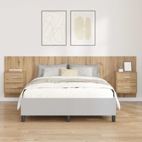 Qnhdfrt Tête de lit avec table de chevet 257 x 32,5 x 80 cm - Panneau mural moderne avec espace de rangement intégré - Ensemble de chambre à coucher pour...
