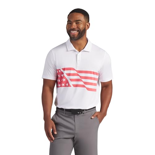 PUMA X Volition Flag Men's Golf Polo Shirt, White Glow, M
