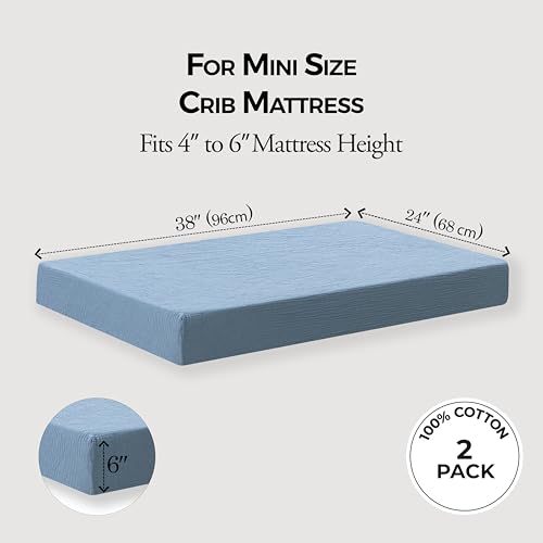 Image of Dreamology Mini Muslin Crib Sheets,100% Cotton Mini Crib Sheets,2 Pack