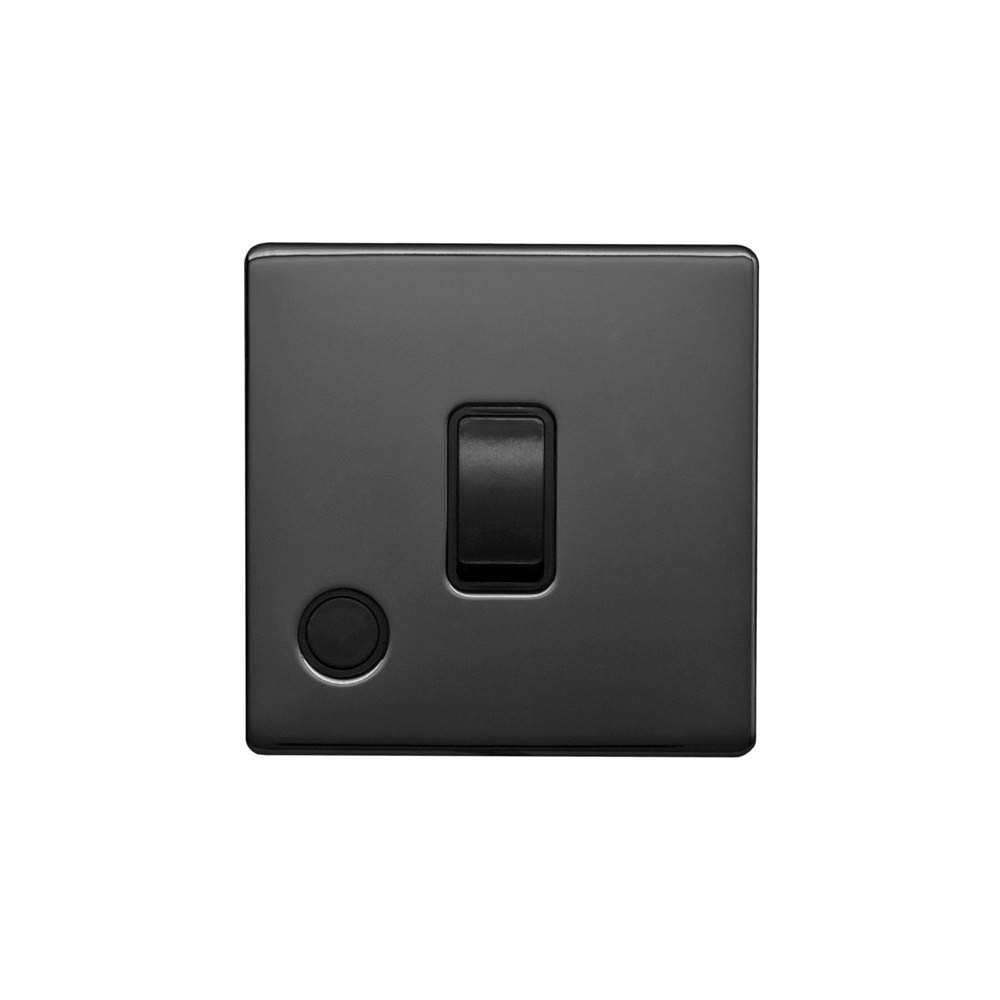 Lieber Black Nickel 20A 1 Gang Double Pole Switch Flex Outlet - Insert Screwless - Size: 86Mm X 86Mm X 2.1 Mm