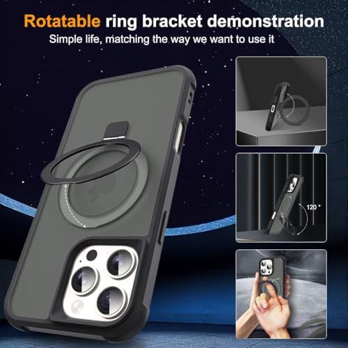 Image of iPhone 16 pro Max Magsafe Stand Case | Matte Design & 360 Protection | Military-Grade Apple iPhone 16 pro Max Cover | Ultra Premium - Black