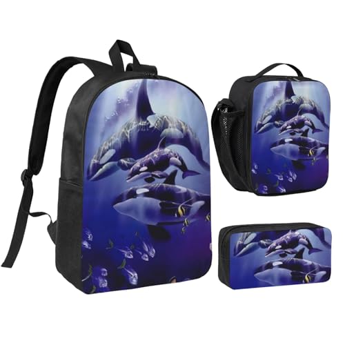 Sac à dos d'écolier 3 pièces avec boîte à déjeuner et trousse
