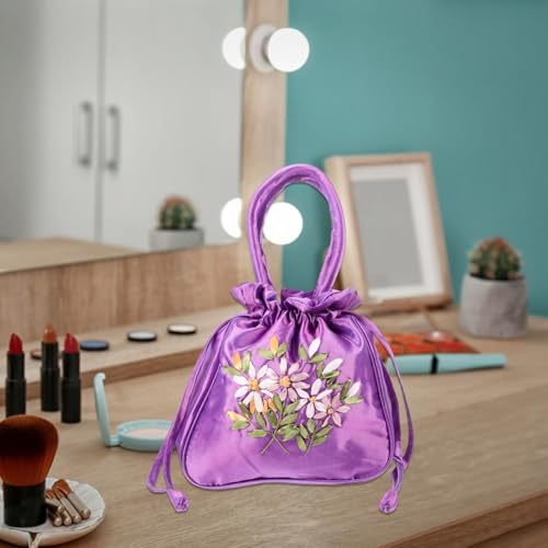 Bolso tote con cordón bordado para mujer de Holibanna, estilo étnico, ligero, para uso diario, fiestas y bodas, 8,66 x 8,66 x 0,39 pulgadas miniatura 6