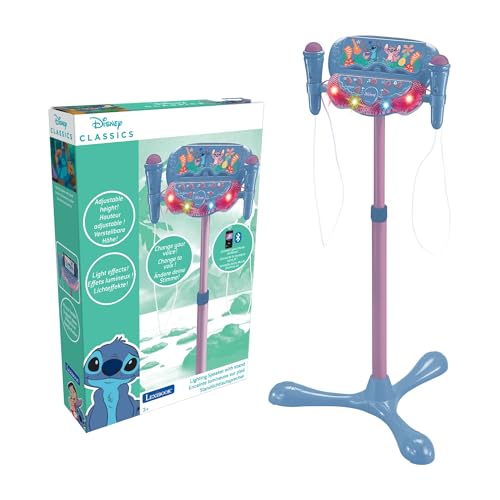 Lexibook Altavoz Luminoso Stitch Con Micrófonos Y Bluetooth – Juego Musical Con Altura Ajustable (60-95 Cm), Efectos De Luz Y Modulador De Voz, Regalo Para Niños