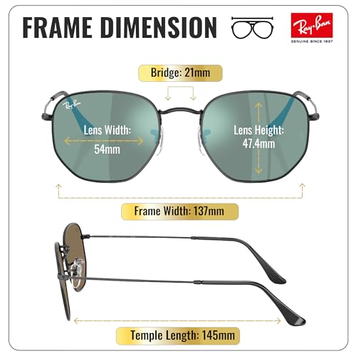 Image of Ray-Ban RB3548N HEXAGONAL FLAT LENSES Square-Round Shape Sunglasses for Men & Women with Official Eyewear Kit
