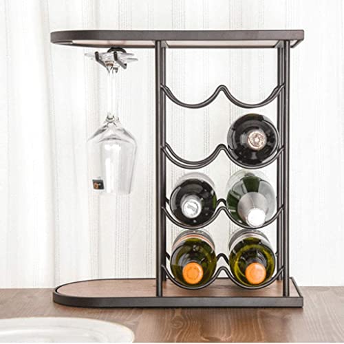Soporte para botellas de vino 42x18.6x42cm metal y madera miniatura 5