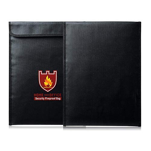 Sac de document ignifuge, Moonvinn non-démangeaisons enduit de silicone imperméable à l'eau ignifuge avec la fermeture de fermeture éclair pour le passeport d'argent de document Cover