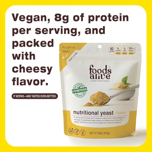 Image of Foods Alive | Non-Fortified Premium Nutritional Yeast Flakes | 30-oz | Unfortified Vegan Cheese Powder Seasoning