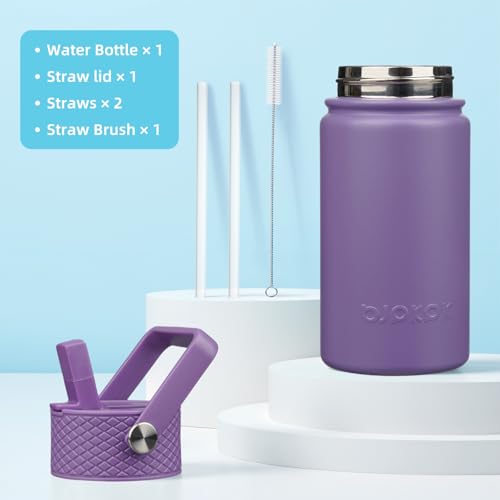 Image of BJPKPK Insulated Water Bottle, 15oz Stainless Steel with Straw Lid