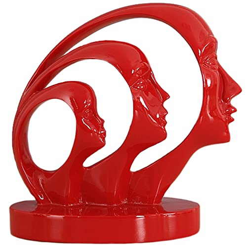 KILCVEM Menschliches Gesicht Statue - 21 cm Moderne Kreative Abstrakte Skulptur Wohnen Dekorieren Ornamente Figur Für Zuhause Wohnzimmer Büro Schreibtisch Dekor - 0,8 kg,Red Cover
