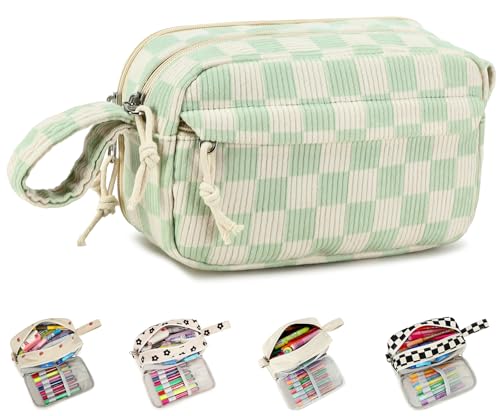 Image of Bluboon Big Capacity Pencil Case Pencil Pouch Pen Case School Supplies Cute Pencil Box Pencil Bag for Teen Girls Boys Women Man (Green White Checkered)