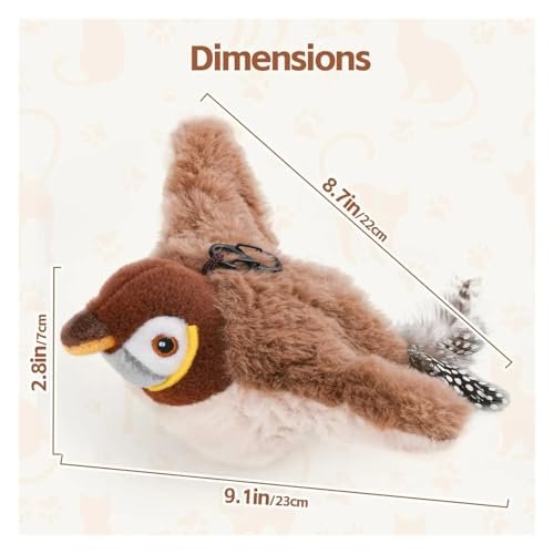 YUEMOL Brinquedos Para Gatos Brinquedo interativo do gato do pássaro, pássaro batendo recarregável d