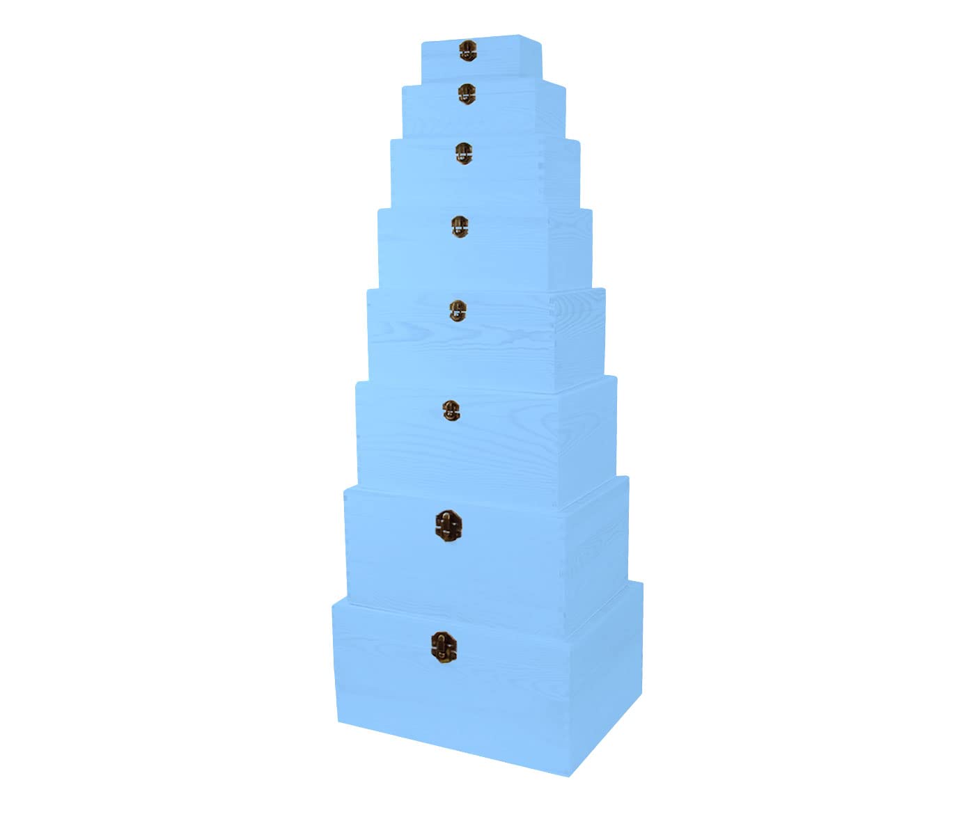 Holzbox mit Deckel Hellblau – Aufbewahrungsbox – Hellblaue Holzkiste zur Aufbewahrung & Dekoration – Holz-Kiste mit Deckel, Deko & Haushalt – Deko Box aus Holz vielseitig nutzbar (8-er Set)