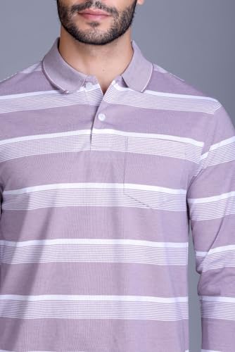 Image of SANE ORIGINALS Full Sleeves Polo T-Shirt for Men with Pocket || Stripe Collar and Pocket T-Shirt for Men Long Sleeves