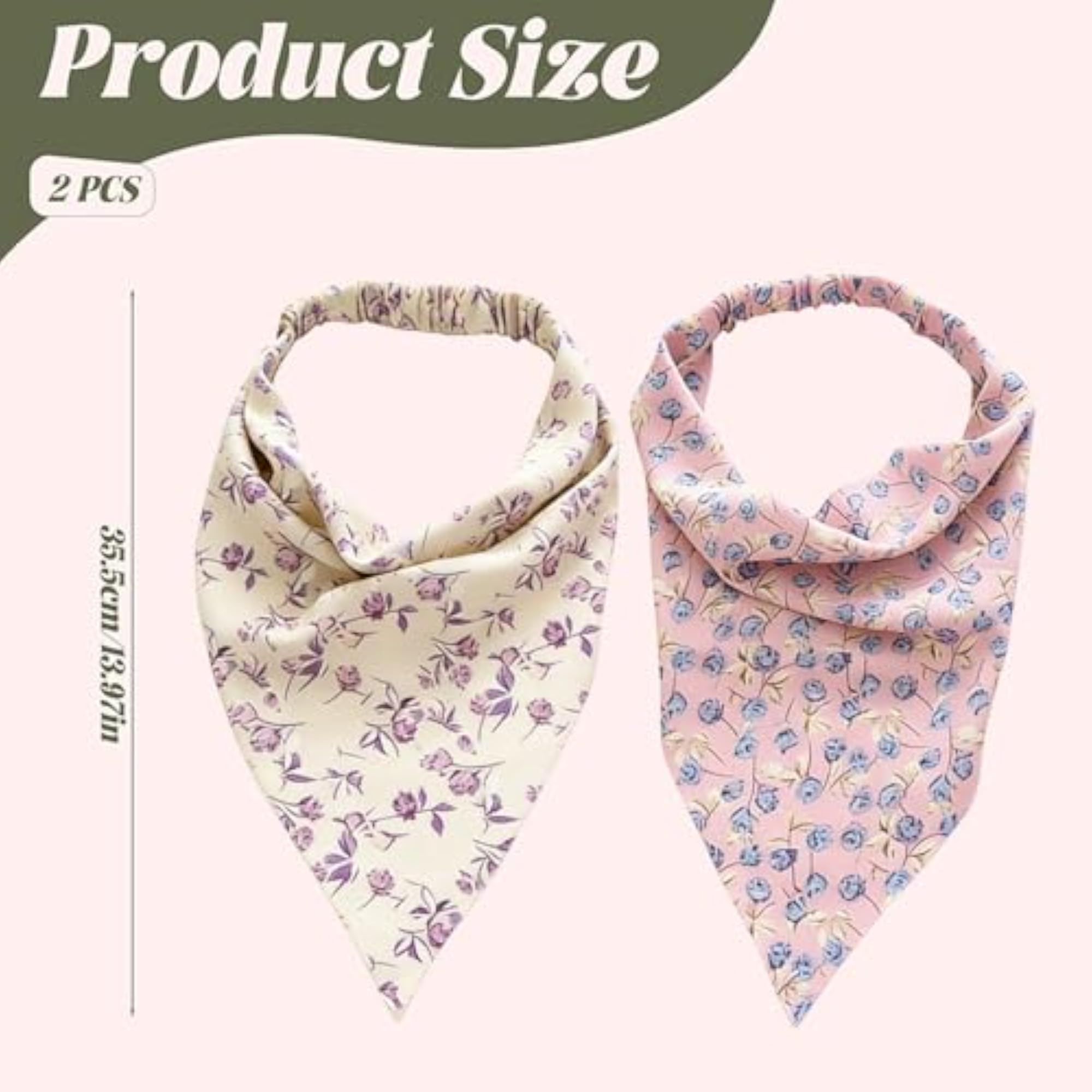 2pcs Floral Chiffon Headbands, Soft Boho Hair Accessories