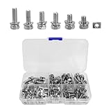 YTFRL 72PCS Motorcycle Battery Terminal Nuts and Bolts Kit, M6x14/16/18/20/22/24mm Battery Bolt with Square Nut, Stainless Steel Screws & Nuts Set for ATV Motorcycle Scooter Batteries