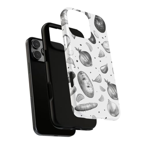 Coque rigide mate pour iPhone 16 Pro Max motif végétal noir et blanc