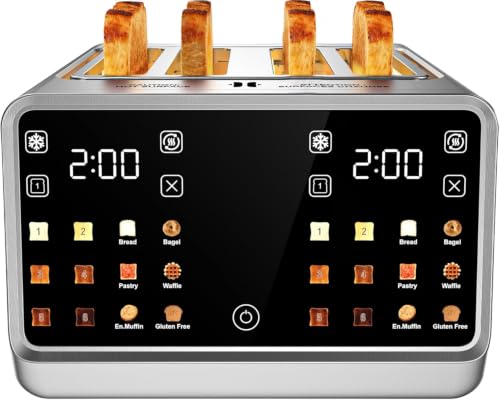 Smart Toaster 4 Slice with Dual Touchscreen 1800W Stainless Steel by Foyoconven - Used condition - US$76.79