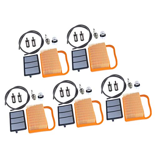 Perfeclan 5set Fuel Line + Air Filter + Spark Plug + Primer Bulb For Stihl TS410 TS420
