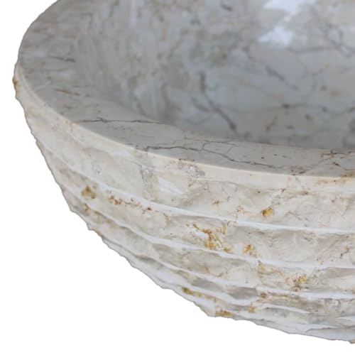 Lavabo rústico de mármol natural de 40 cm para baños pequeños 7