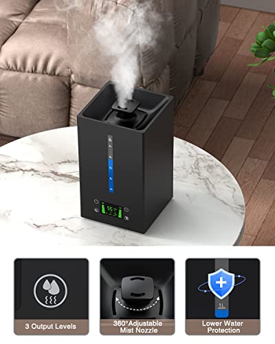 6L Humidifier, Cool Mist Humidifiers With Essential Oils Diffuser For Room, Home, Office, Baby Nursery, Plants, 360° Adjustable Mist Nozzle, Quiet, Auto Shut-Off, Sleep Mode, Easy To Clean(Black) #TOP5