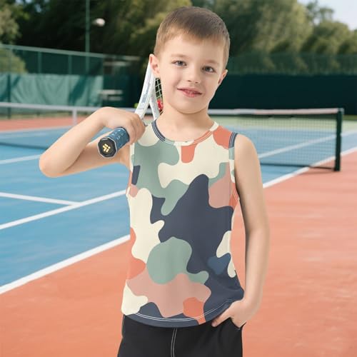 Boys Tank Top Shirts Camouflage Colored Sleeveless T-Shirts Crew Neck for Kids Clothing Children 6