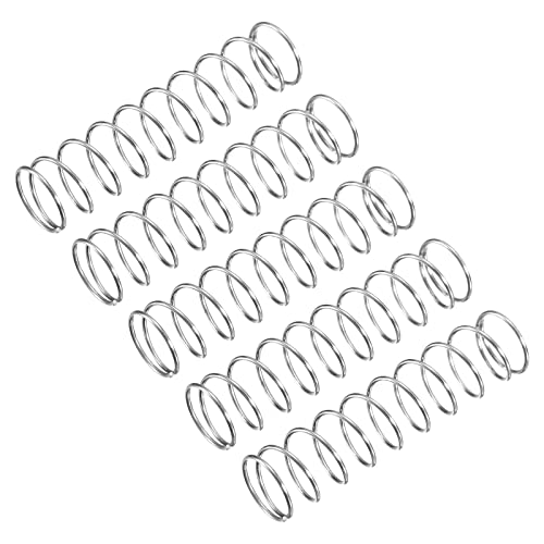 Image of uxcell Compression Spring, 5Pcs 304 Stainless Steel, 12mm OD, 0.8mm Wire Size, 50mm Free Length, Silver Tone