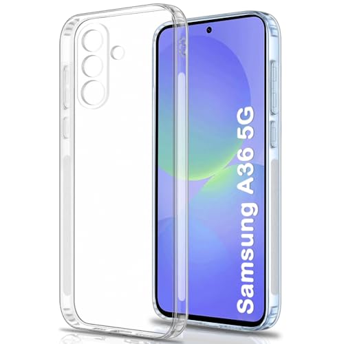 Image of TheGiftKart Back Cover Soft Case for Samsung Galaxy A36 5G | Best Camera Protection | Inbuilt Dust Plugs & Anti-Slip Grip | Ultra Clear Slim Back Cover Case for Samsung A36 5G (Silicone, Transparent)