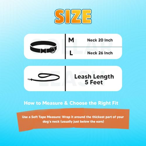 Image of Adil's Biothane Waterproof Dog Collar, Dog Leash & Collar Leash Combo | Heavy Duty TPU Coated Webbing | Adjustable Quick Release Buckle | Odour Resistant (Black, L-22, Collar & Leash Combo)