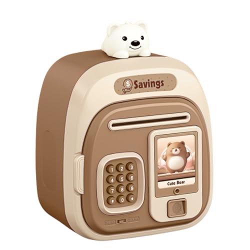 Banco De Ahorro De Contraseña - Caja Segura Para Niños Interactivos, Juguete De Soporte De Monedas Digitales, Bóveda Segura De Dibujos Animados Con Tragamonedas De Factura, Almacenamiento Educativo De
