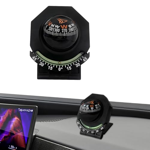 HQRNYP Car Compass, Compass for Car Dashboard, Auto Dashboard Compasses Ball with Slope Meter, Universal Auto Accessories Adjustable Dash Vehicle Direction Navigation Ball for Cars Boats Trucks