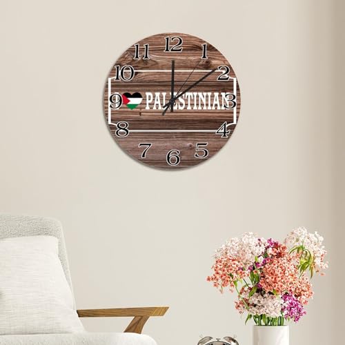 Grande horloge murale drapeau palestinien, objet décoratif durable à piles