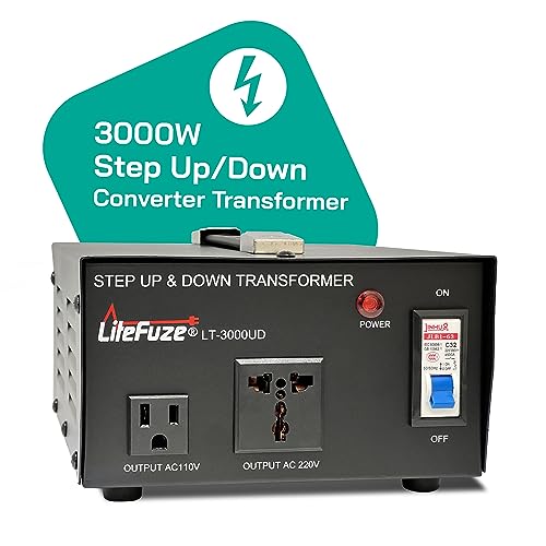 Litefuze Lt Series 3000 Watt Voltage Converter Transformer Step Up/Down - 110V To 220V / 220V To 110V Power Converter - Fully Grounded Cord - Universal Socket, Ce Certified [5-Years Warranty] #TOP2