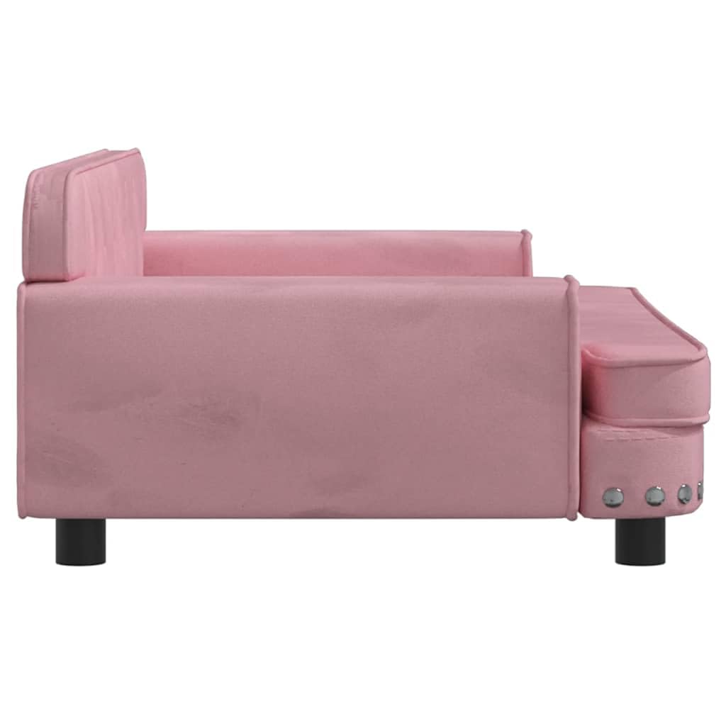 Cuccia per cani in velluto rosa con imbottitura in schiuma, 90 x 53 x 30 cm, struttura stabile in legno di pino, divano antiscivolo per cani di piccola taglia, adatto agli animali