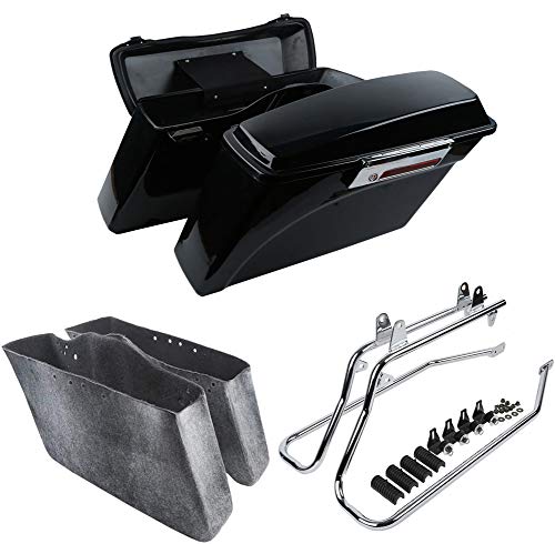 Hard Saddlebags kit w/Chrome Saddlebag Support Bracket fits for Harley davidson Softail Models 1986-2013