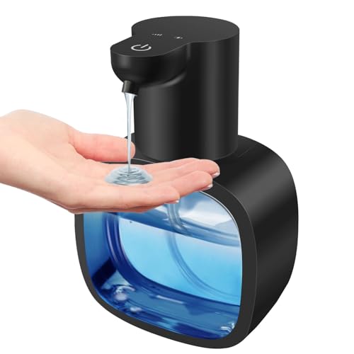 Gotofine ソープディスペンサー 液体 自動 ハンドソープディスペンサー 充電式 吐出量4段階調 500ml 非接触式 壁掛け 高感度センサー オートディスペンサー 食器洗剤 ディスペンサー キッチン 洗面所などに適用 透明ボトル 日本語説明書付き (液体タイプ, ブラック·500ml)