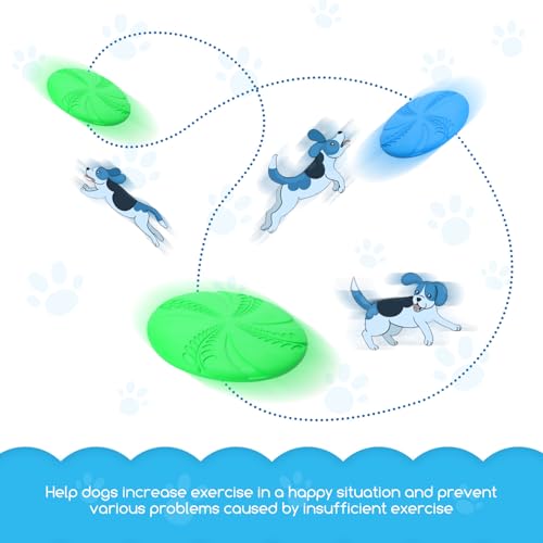 Nobleza Hundefrisbee, 2 Stück 20cm Hundefrisbee aus Natürlichem Kautschuk, Hundespielzeug Frisbee für Land und Wasser (Blau + Grün)