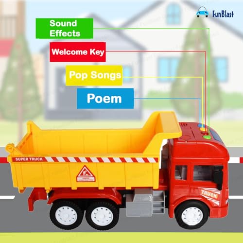 Image of FunBlast Dumper Truck Toy & Excavator Toy - 2 in 1 Dumper Truck and Excavator Toys for Kids, Friction Power Toy Trucks for 3+ Years Old Boys and Girls, Light & Sound Toy for Kids (Multicolor)