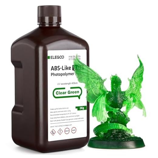 ELEGOO ABS-Like Resin 3.0+, Resina de Fotopolímero Mejorada para Impresoras 3D, Mayor Resistencia al Calor Curado Rápido, Alta Precisión, No quebradiza, Verde 2000g