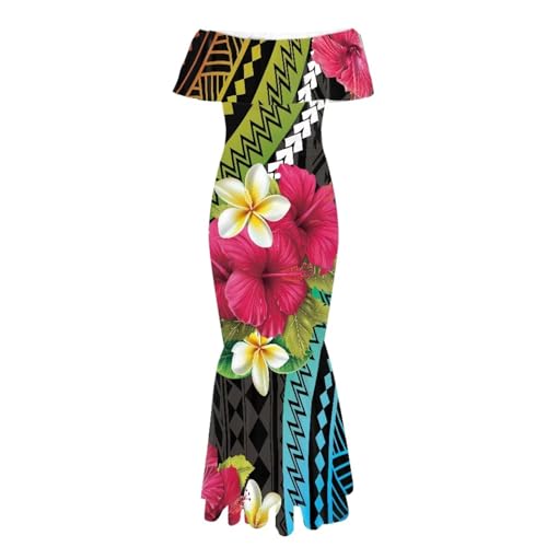 Image of Polynesian Dresses for Women Off Shoulder Maxi Dress Puletasi Samoan Dresses S-7XL