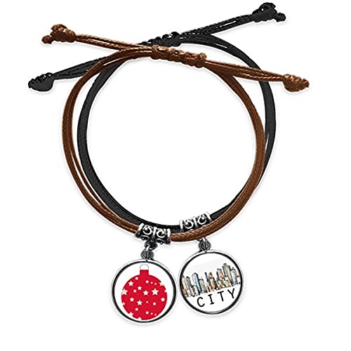 Bracelet l'Étoile de Noël en cuir véritable et corde rouge tressée main