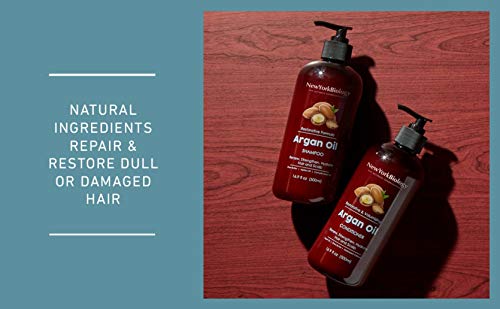 New York Biology Moroccan Argan Oil Shampoo And Conditioner Set - Moisturizing And Volumizing For All Hair Types And Color Treated Hair, Men And Women- With Keratin, Paraben And Sulfate Free -16.9 Fl Oz #TOP4